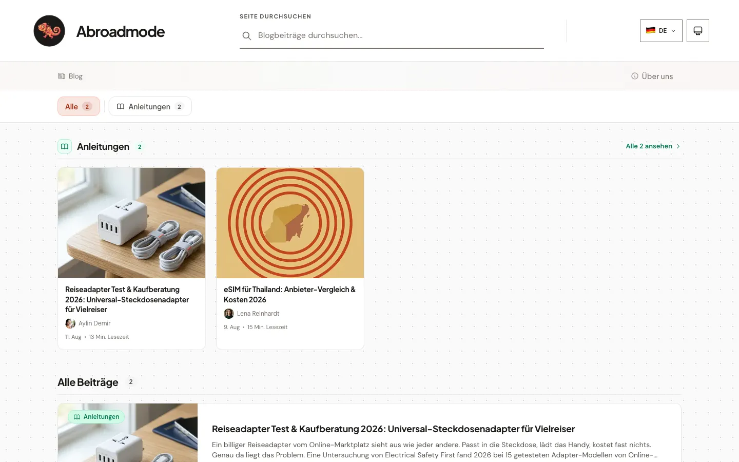 AbroadMode blog homepage
