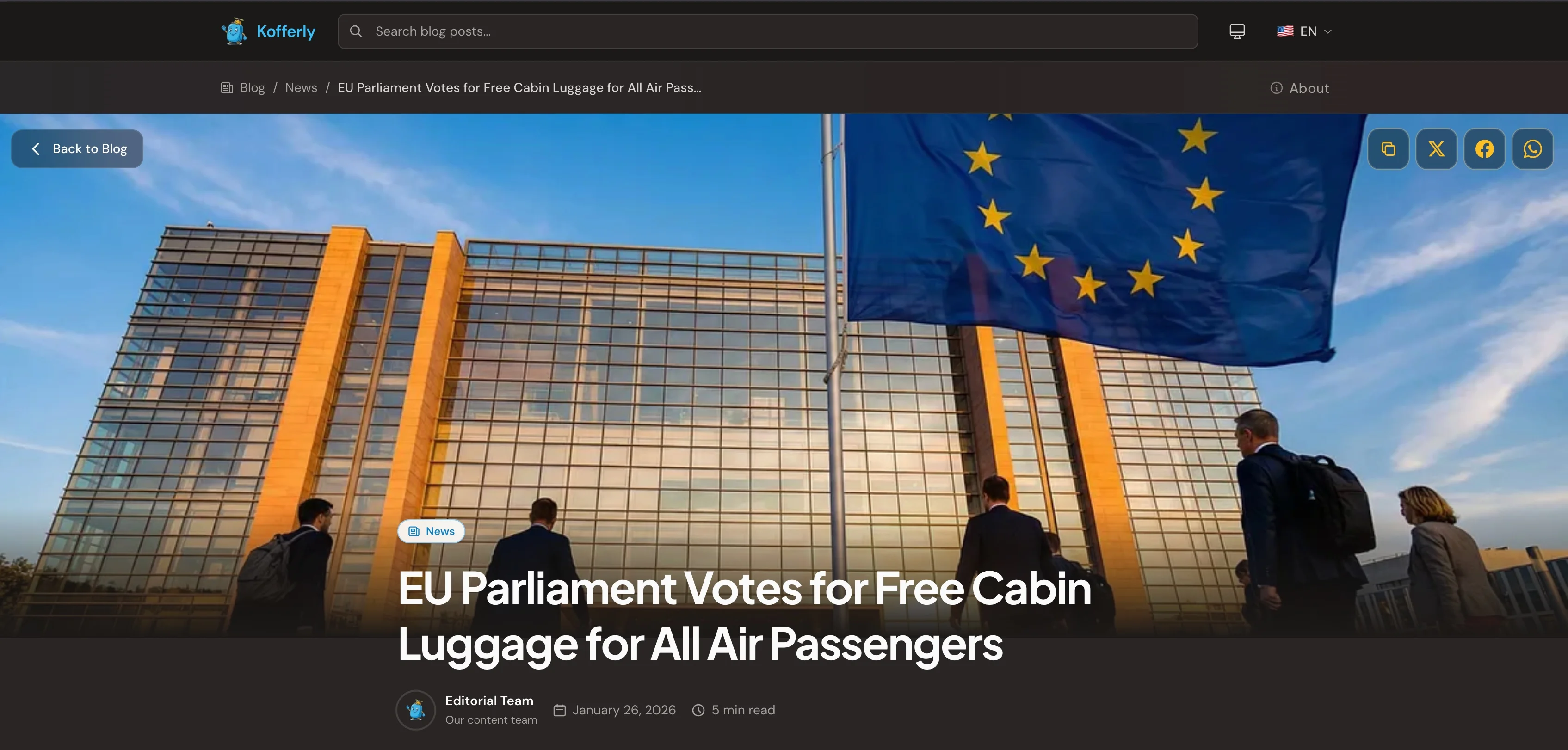 Kofferly blog post with EU Parliament news article